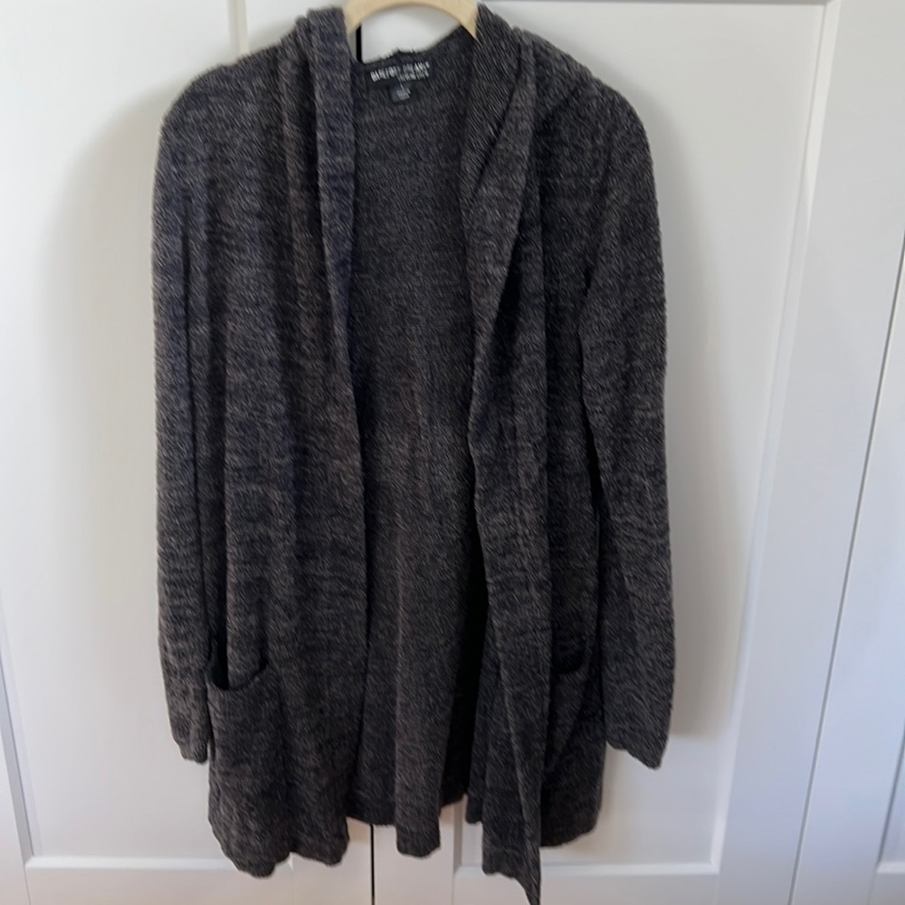 Barefoot Dreams Cozychic Lite dark gray hooded cardigan